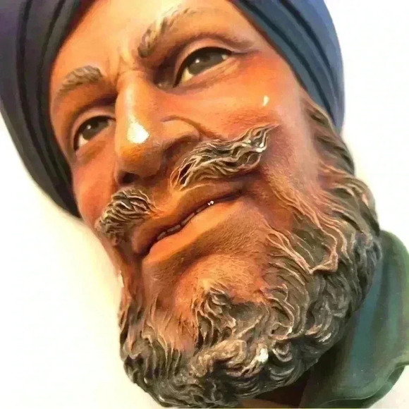 Vintage Bossons Chalkware Sikh bust. Amazing painted detail - Picture 4 of 9
